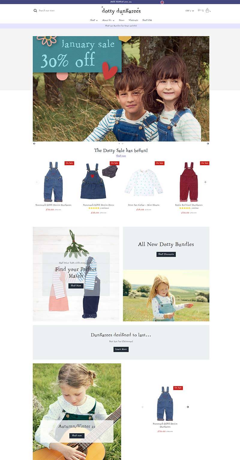 Dotty Dungarees 美国儿童工装裤品牌购物网站