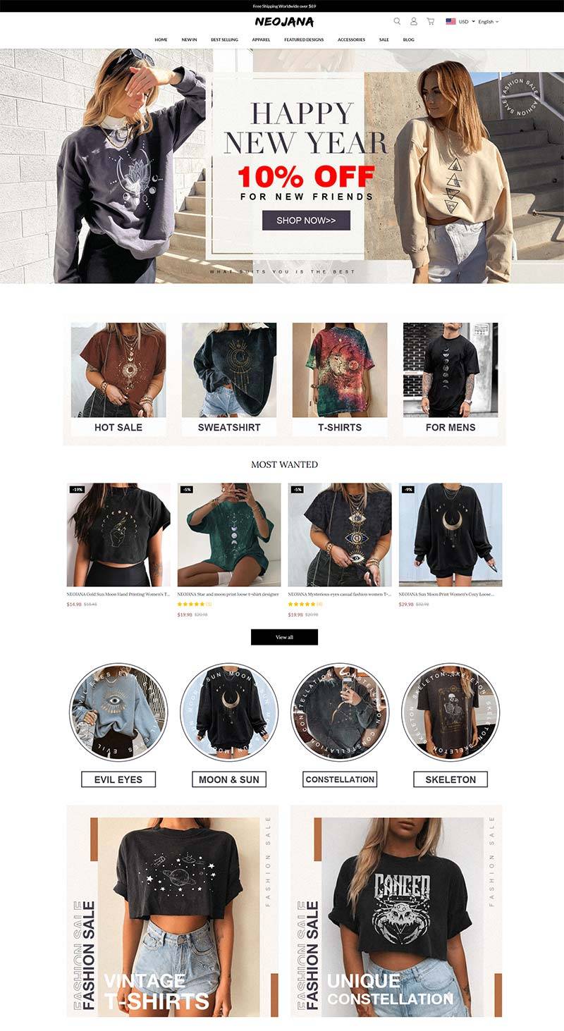 Neojana 美国复古时尚女装品牌购物网站