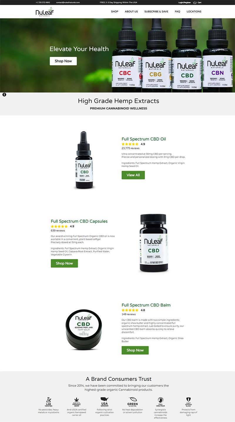 NuLeaf Naturals 美国天然CBD保健产品购物网站