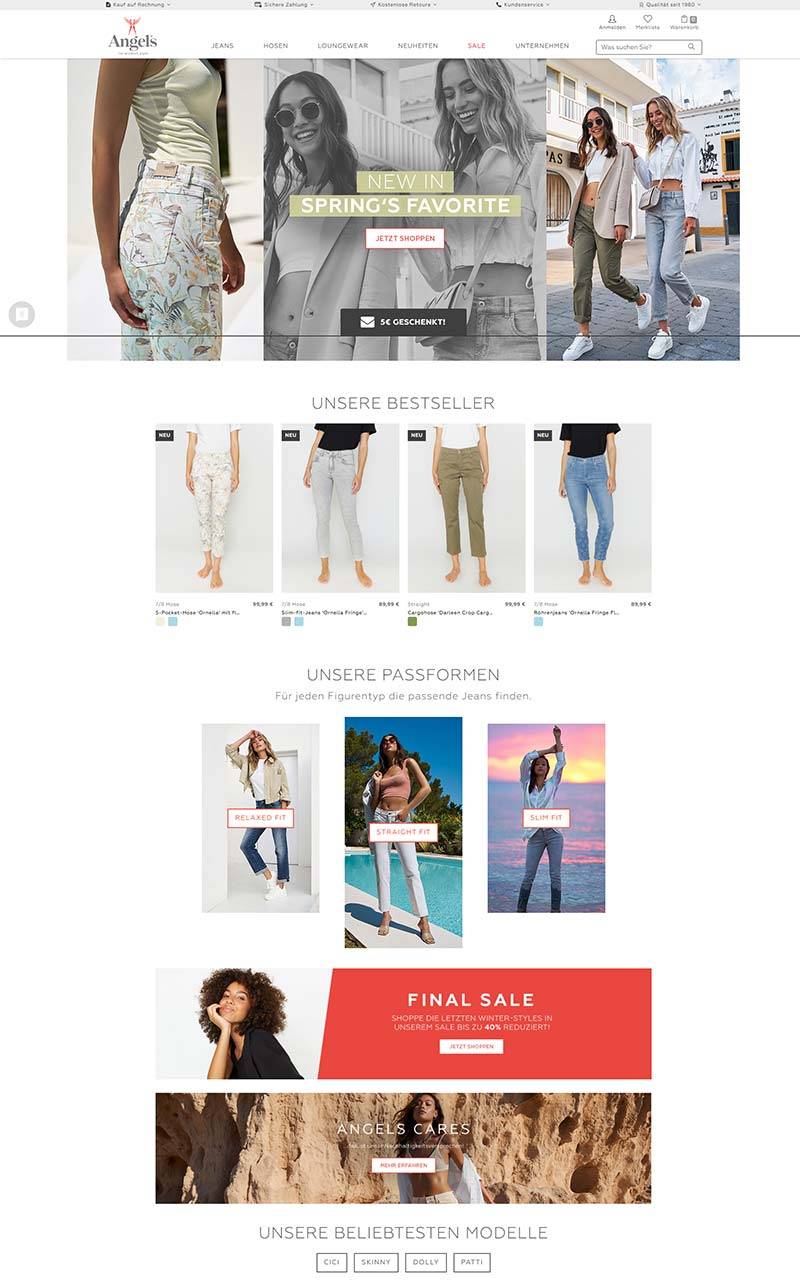 Angels Jeanswear 德国牛仔女装品牌购物网站