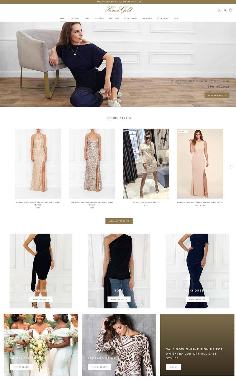 Honor Gold 英国时尚女性礼服品牌购物网站