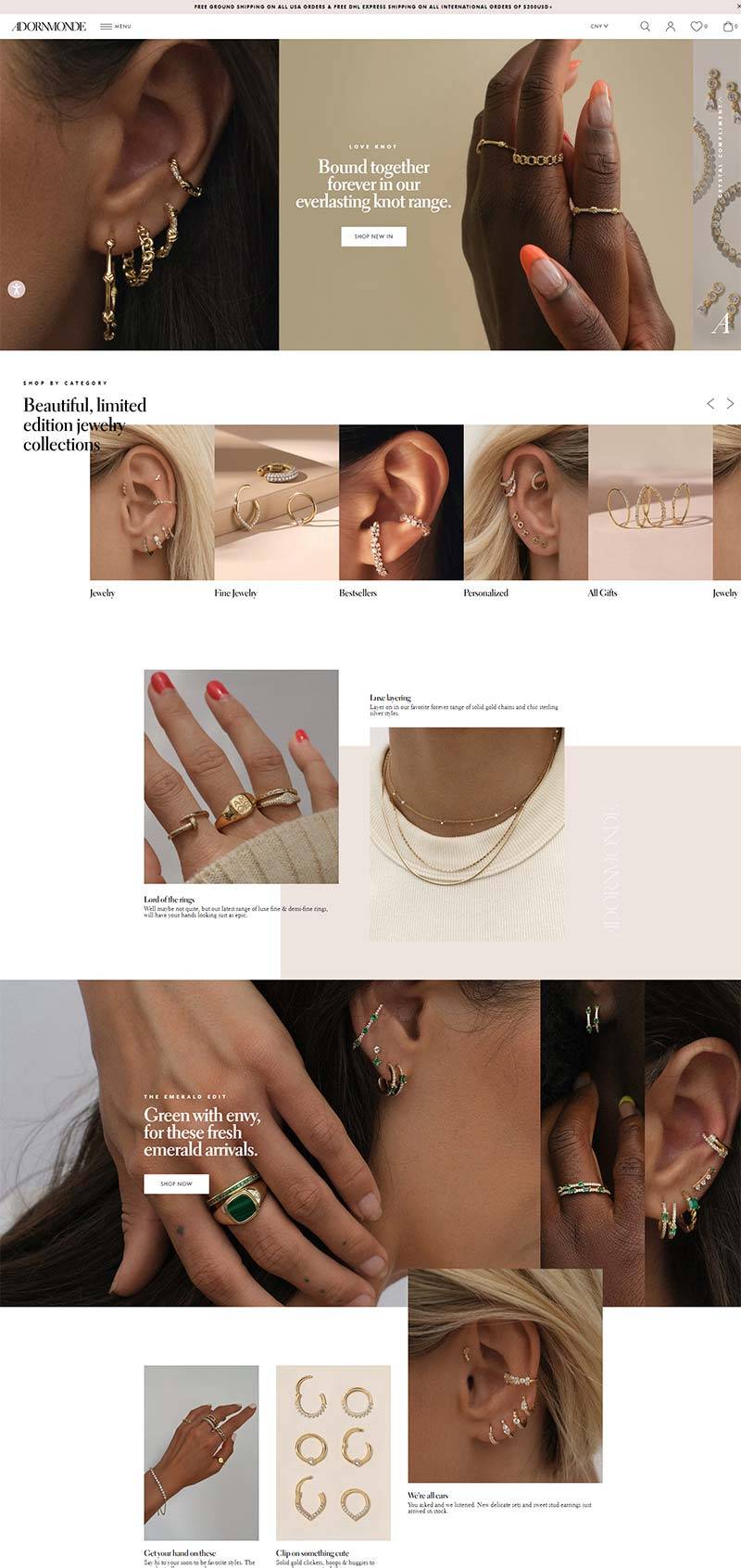Adornmonde 美国时尚珠宝品牌购物网站