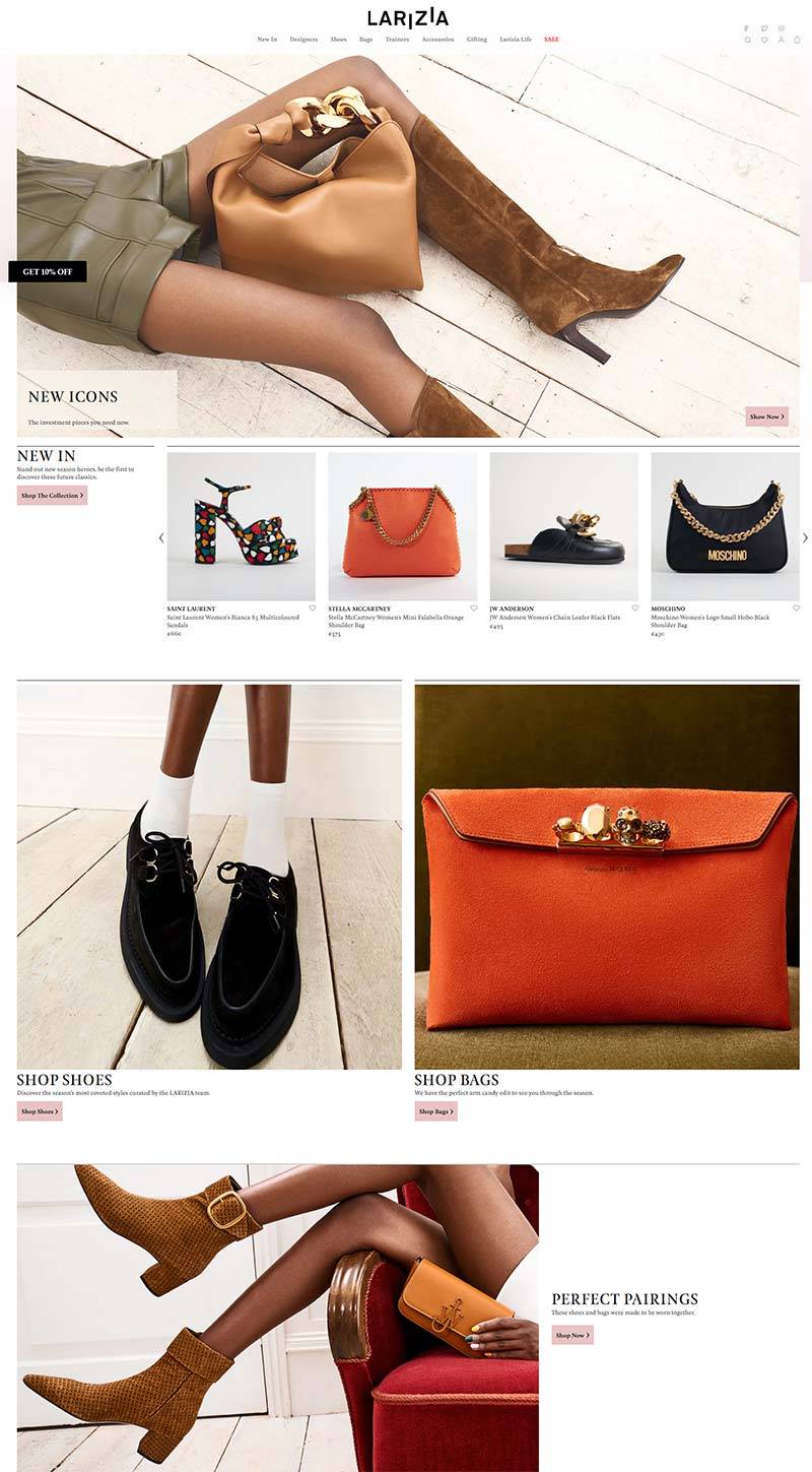 Larizia 英国时尚鞋包配饰购物网站