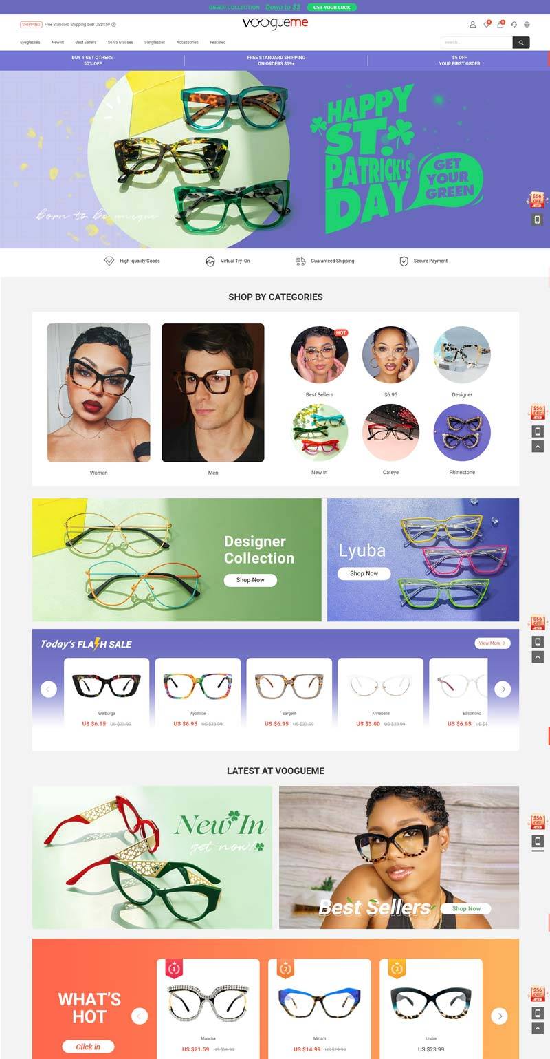 Voogueme 中国时尚眼镜品牌跨境购物网站
