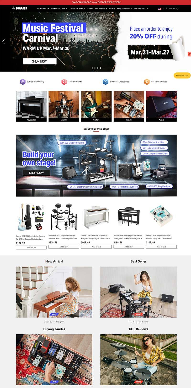 Donner 美国平价乐器配件购物网站