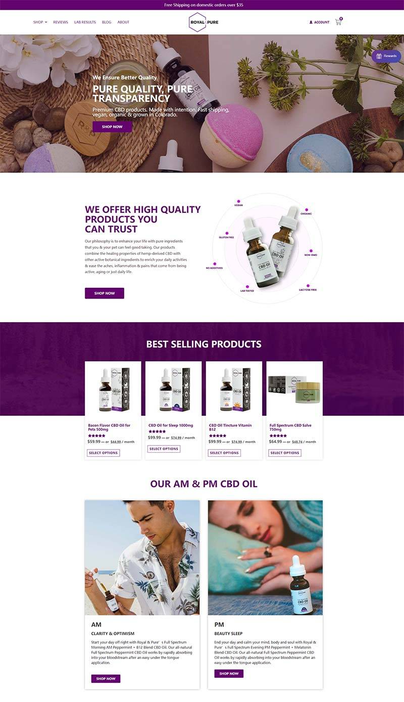 Royal & Pure 美国CBD保健产品购物网站