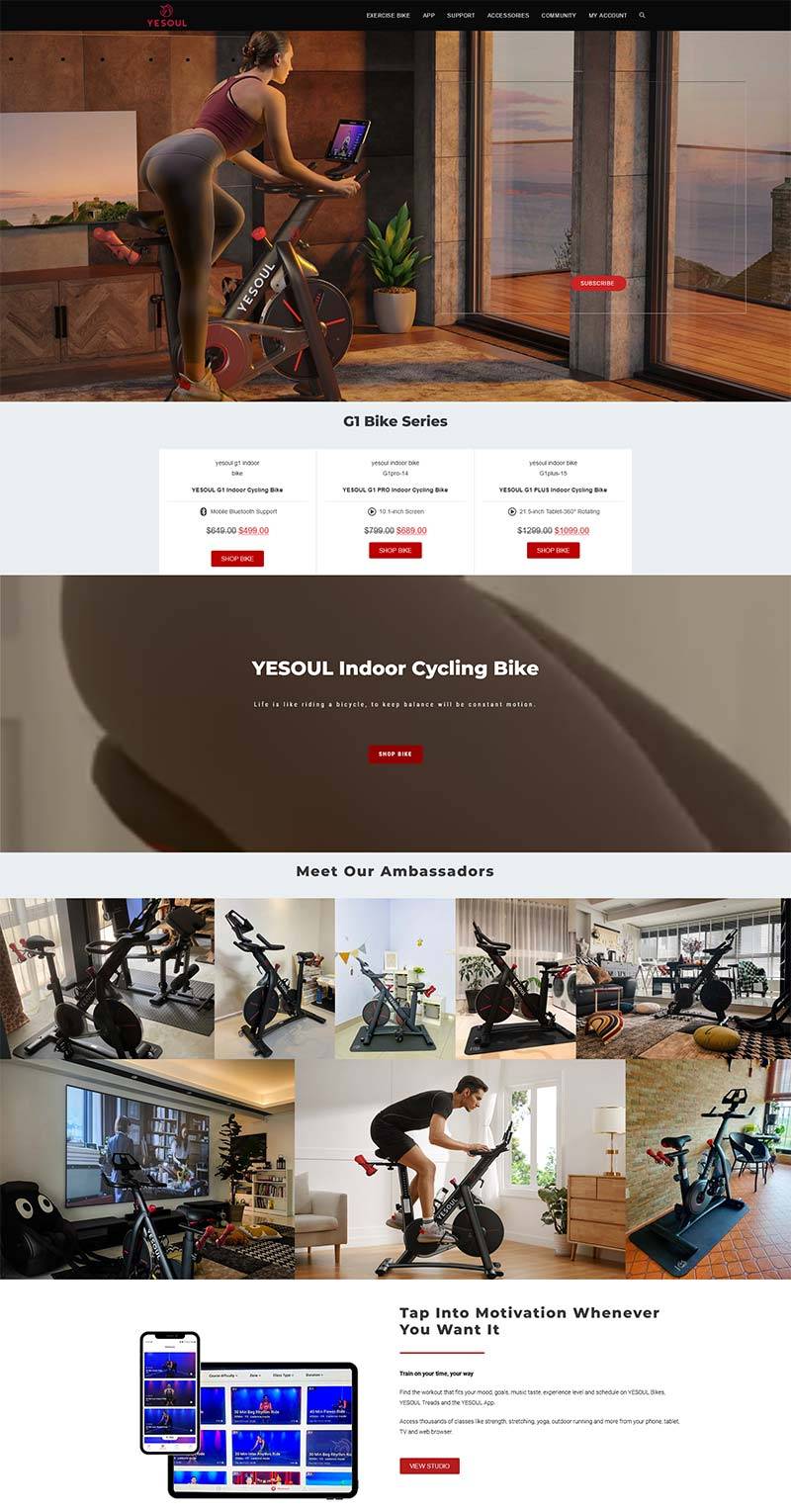 YESOUL Fitness 中国家庭智能健身设备购物网站