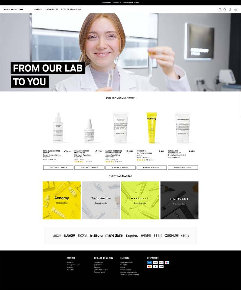 NICHE BEAUTY LAB 西班牙科学护肤品牌购物网站