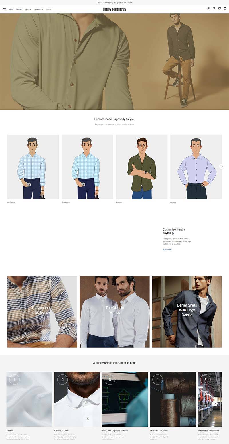 Bombayshirts 印度男装品牌购物网站