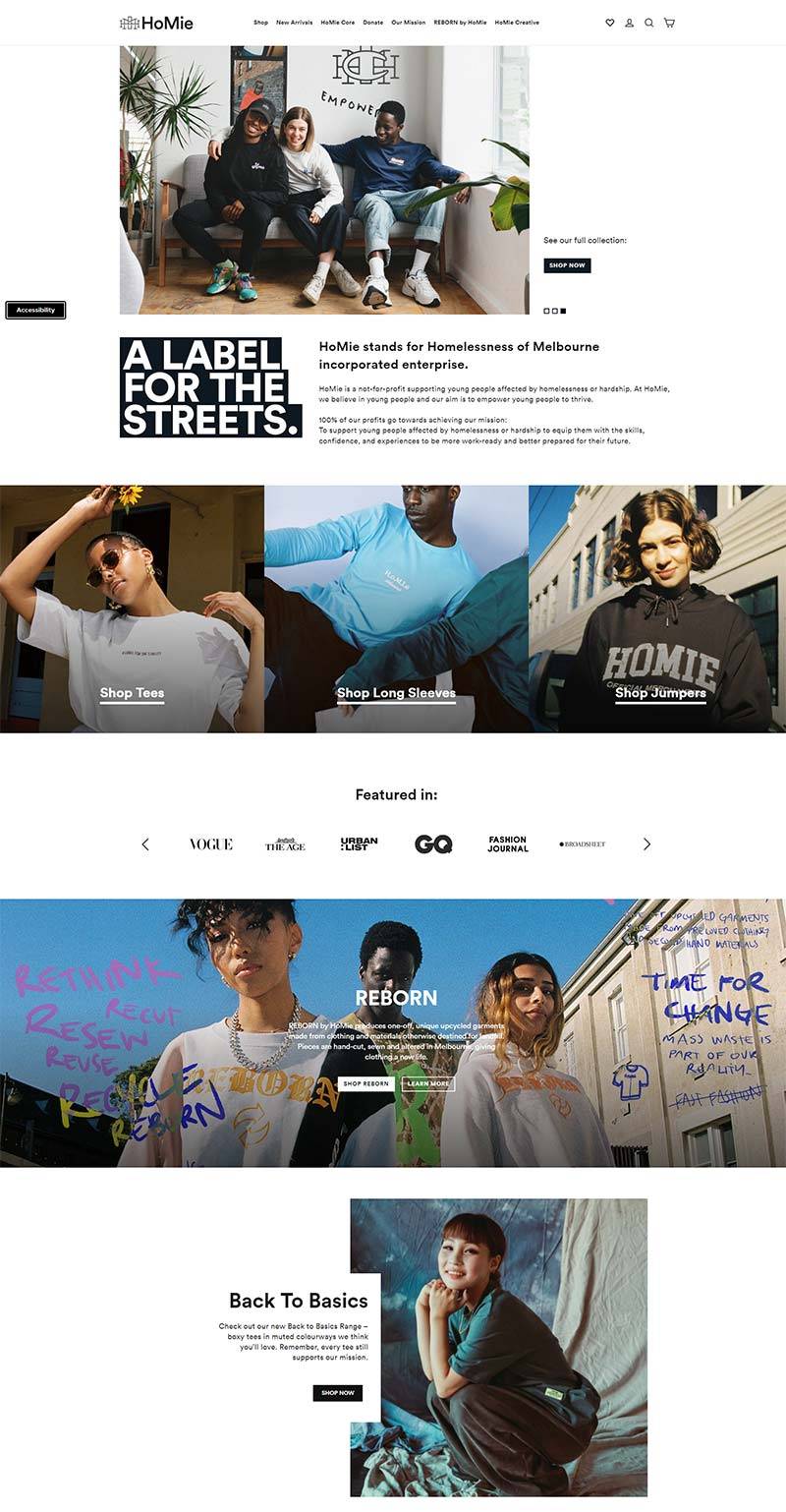 HoMie 澳大利亚公益时尚品牌购物网站