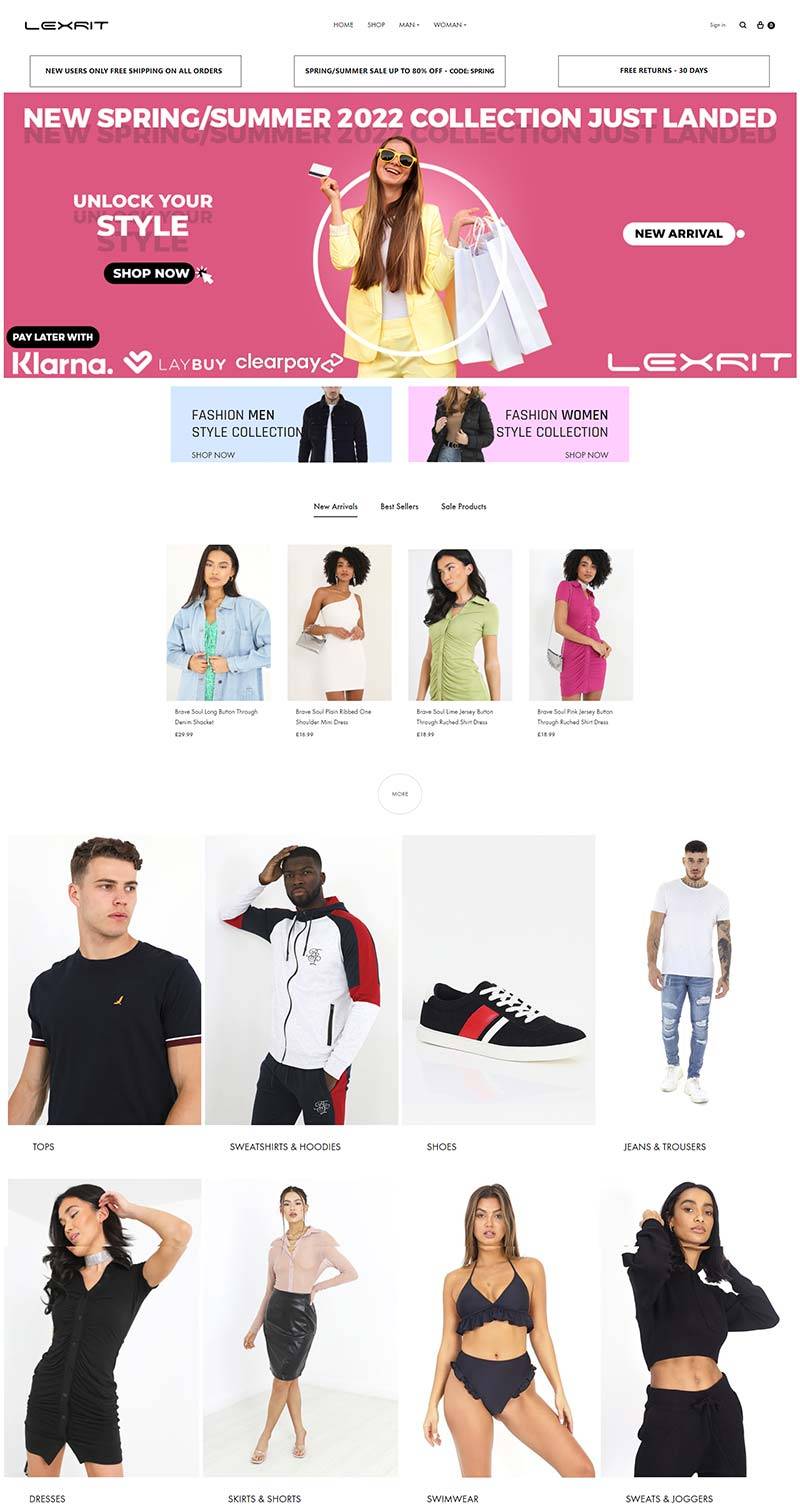 Lexrit 英国时尚鞋服品牌购物网站