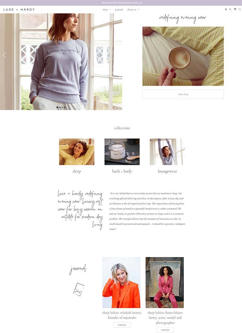Luxe + Hardy 英国时尚睡衣品牌购物网站