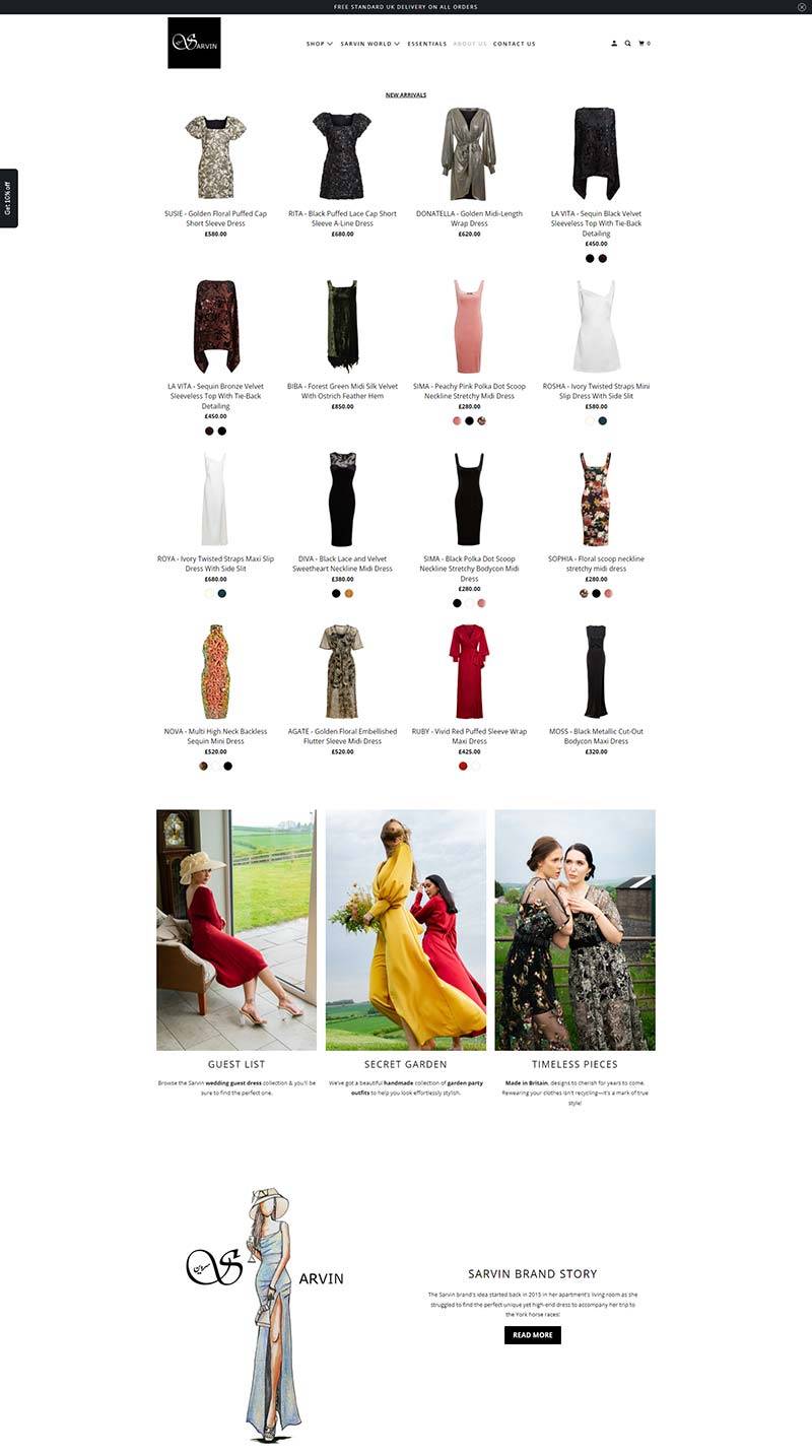Sarvin 英国高端女装品牌购物网站