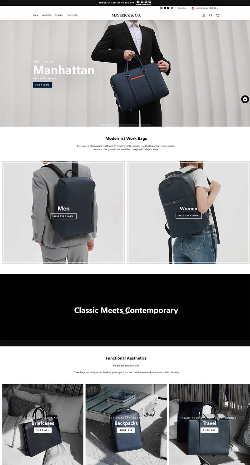 Maverick & Co 英国时尚商务包品牌购物网站