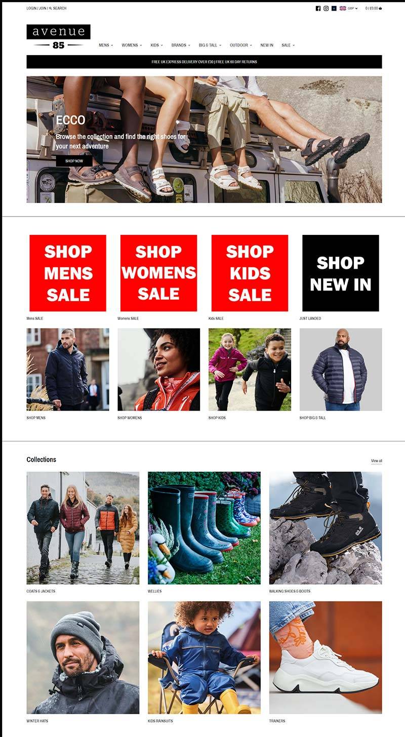 Avenue 85 英国品牌鞋服购物网站