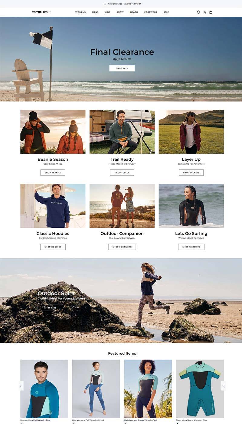 Animal 英国冲浪生活方式品牌购物网站