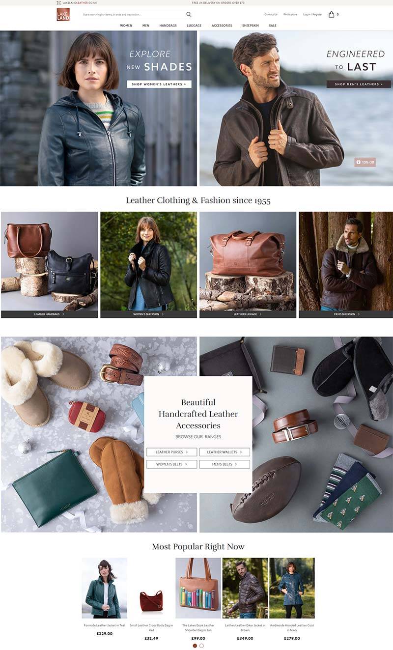 Lakeland Leather 英国皮衣服饰品牌购物网站