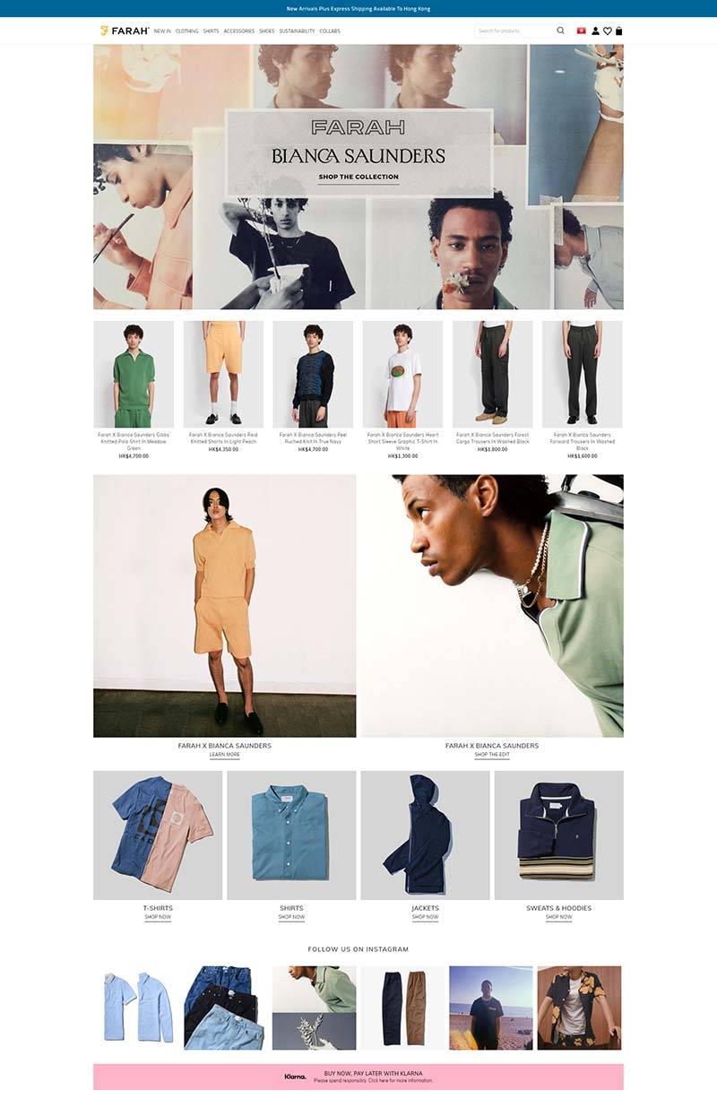Farah 美国专业男装品牌购物网站