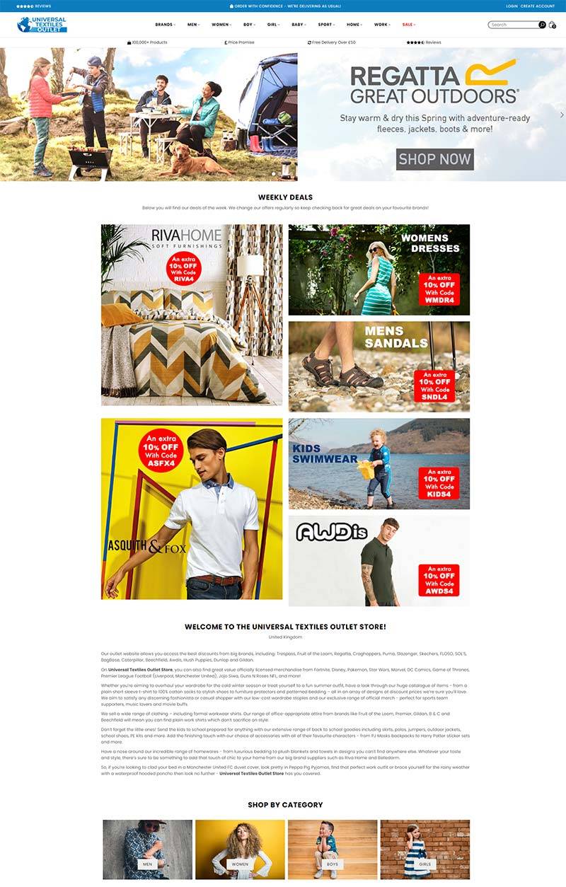 Universal Textiles 英国生活服饰品牌折扣网站