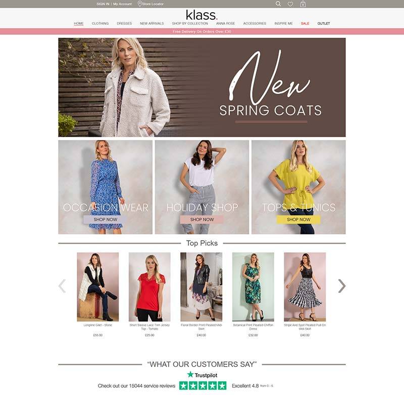 Klass 英国女性时尚品牌购物网站