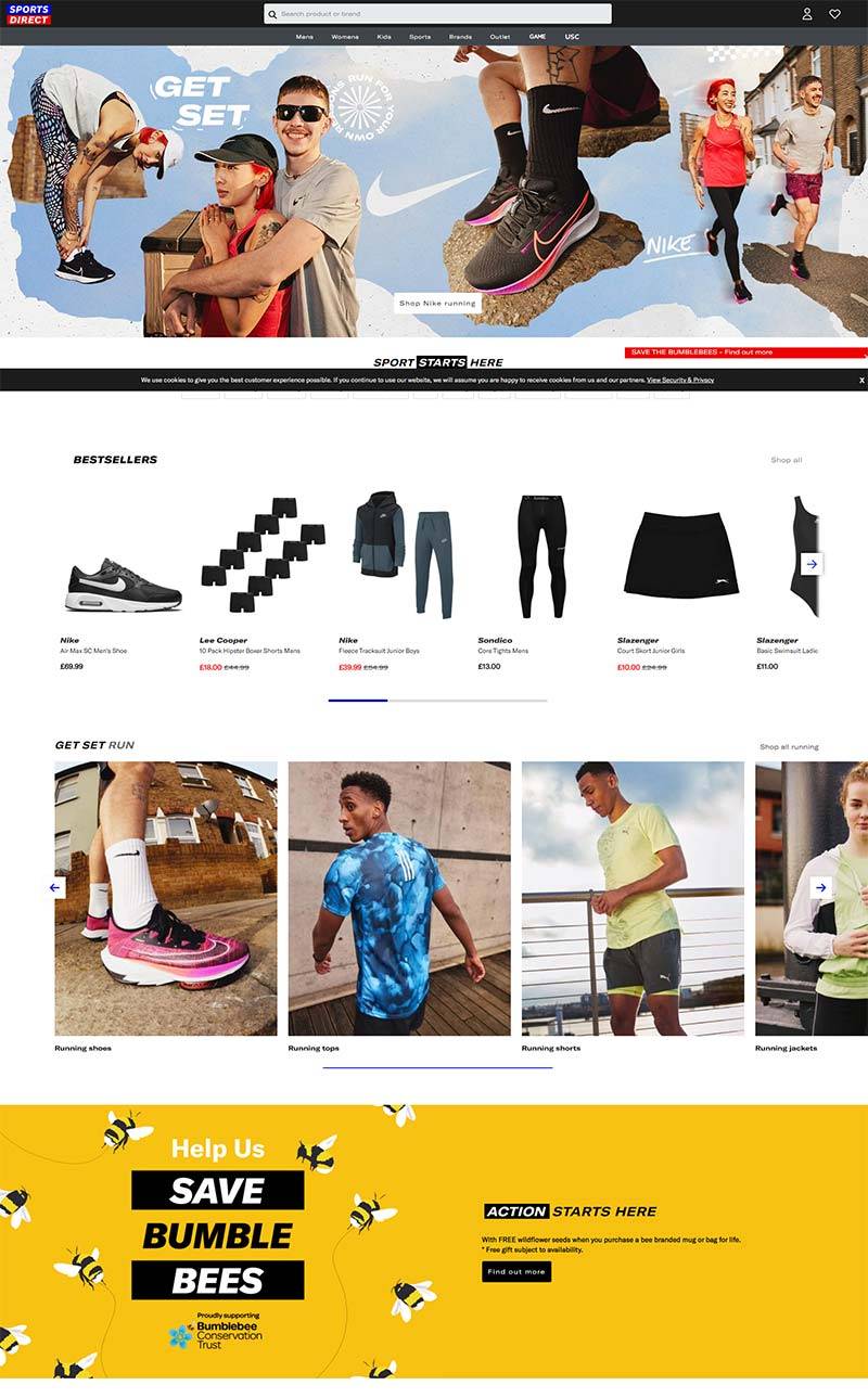 Sports Direct 英国体育运动鞋服品牌购物网站