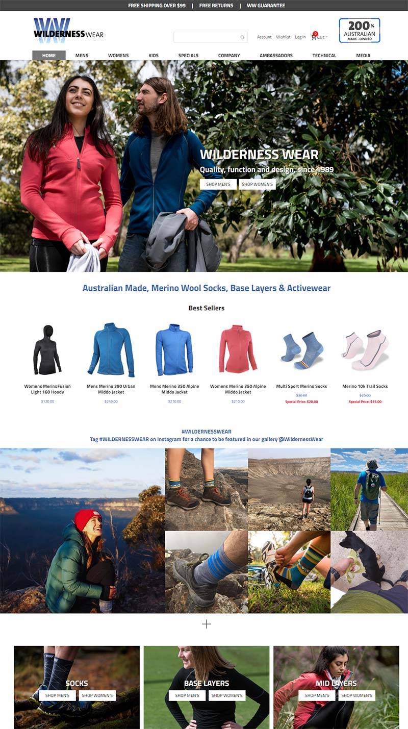 Wilderness Wear 澳大利亚户外服饰购物网站