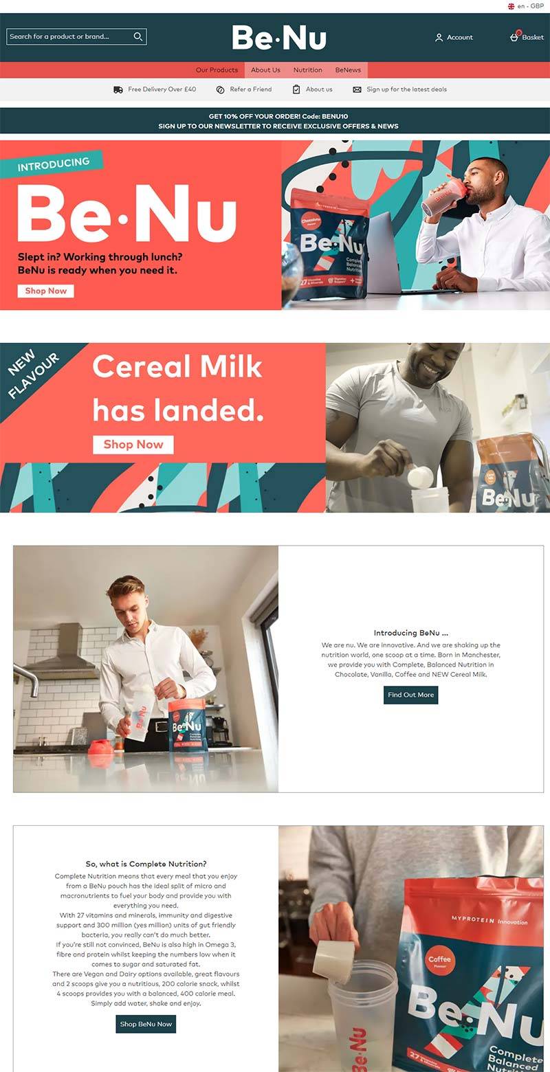 BeNu 英国营养代餐饮品购物网站