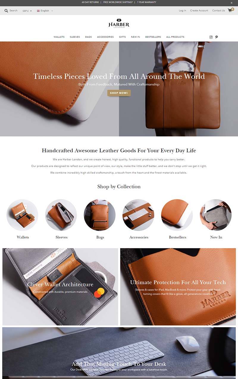 Harber London 英国皮革配饰品牌购物网站
