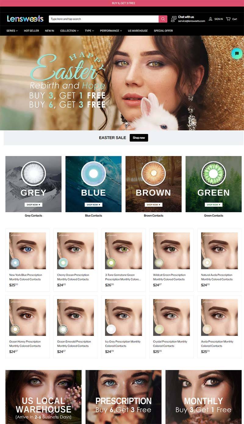Lensweets 中国时尚隐形眼镜购物网站