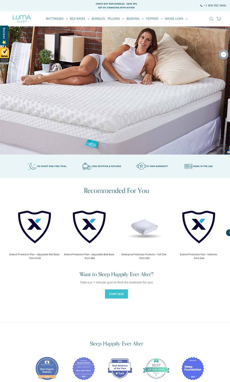 Luma Sleep 美国居家床垫品牌购物网站