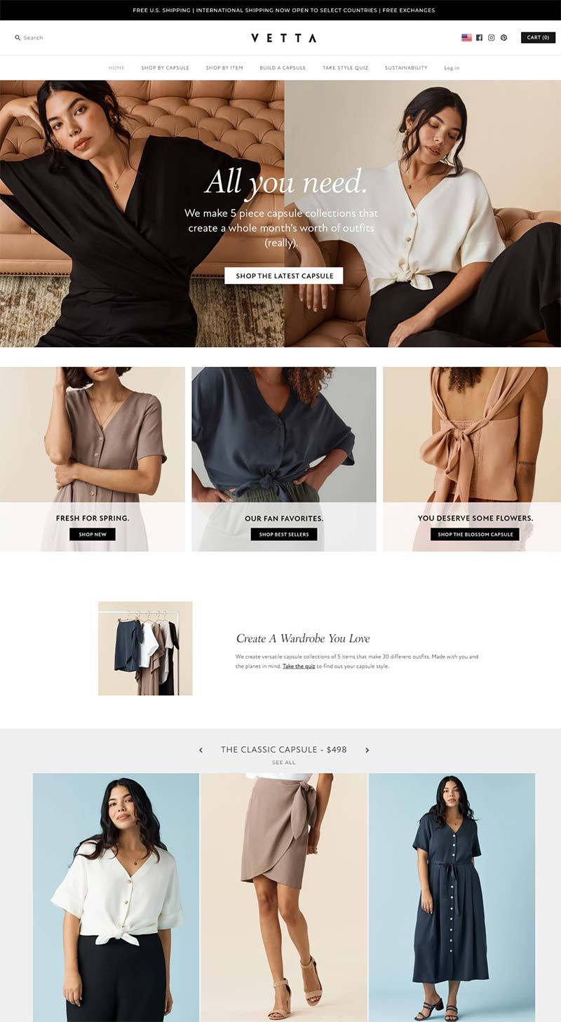 VETTA 美国时尚风格女装品牌购物网站