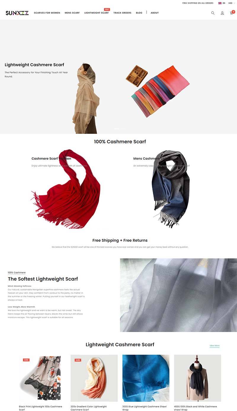 SUNXZZ 美国羊绒围巾品牌购物网站