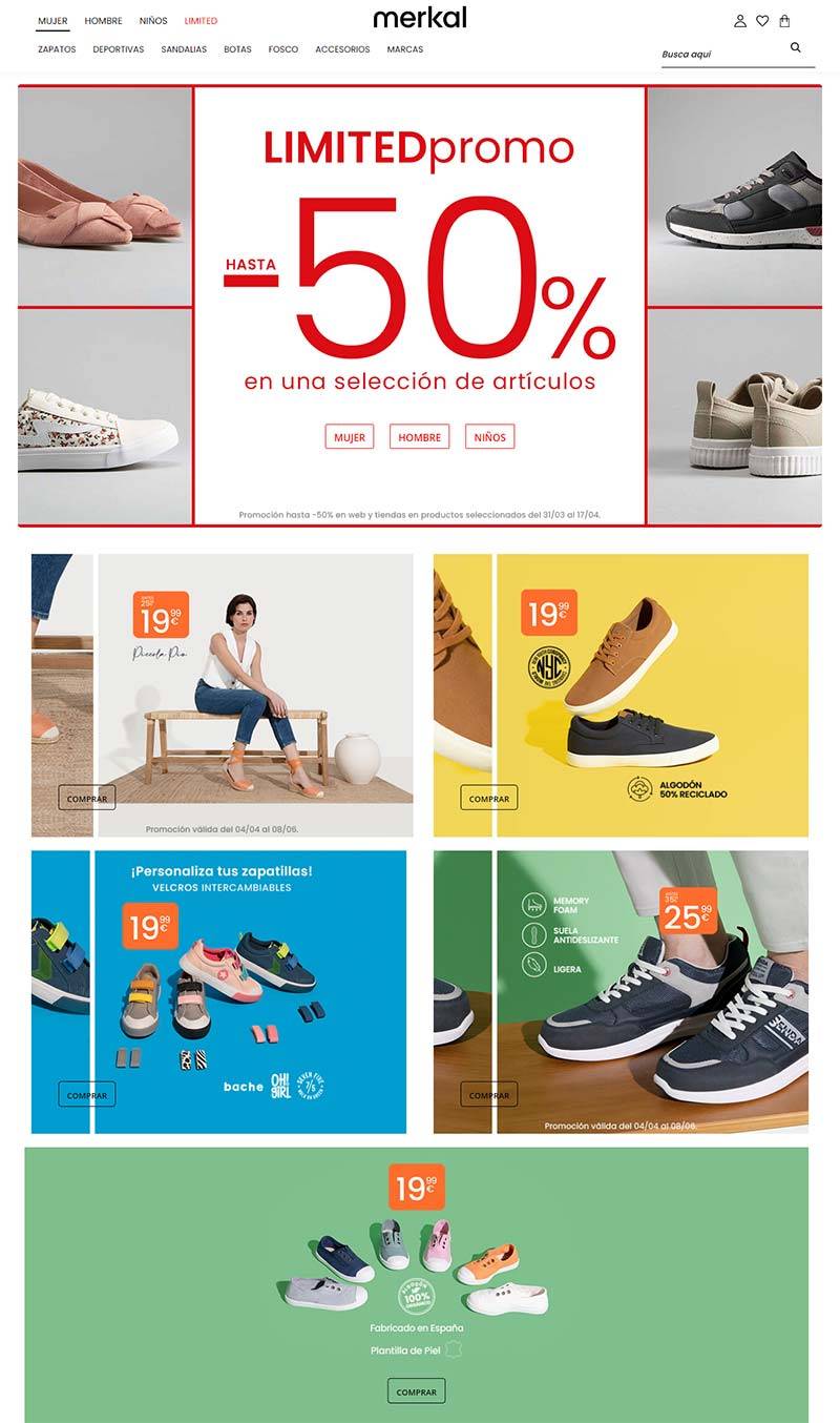 MERKAL 西班牙品牌鞋履购物网站