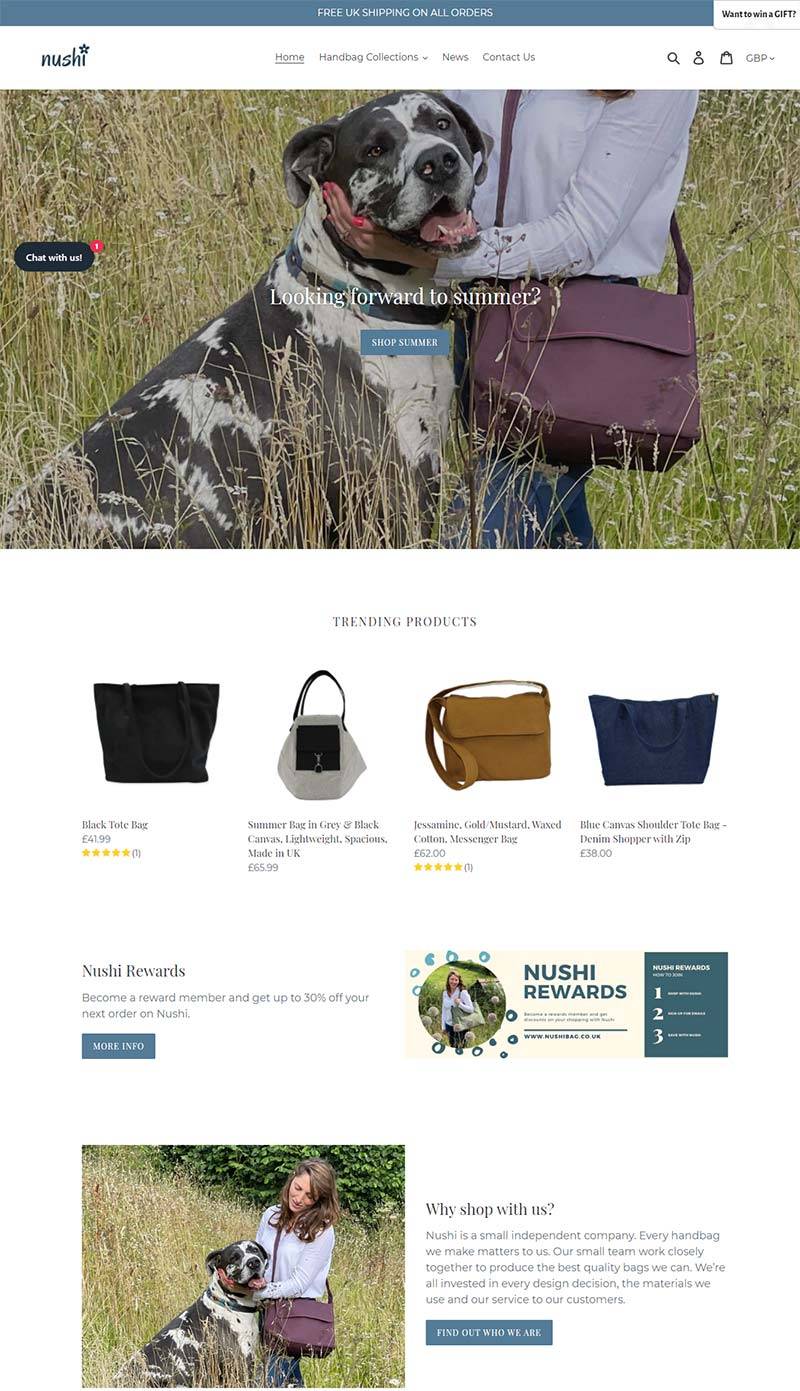 Nushi 英国慢时尚手工包包购物网站