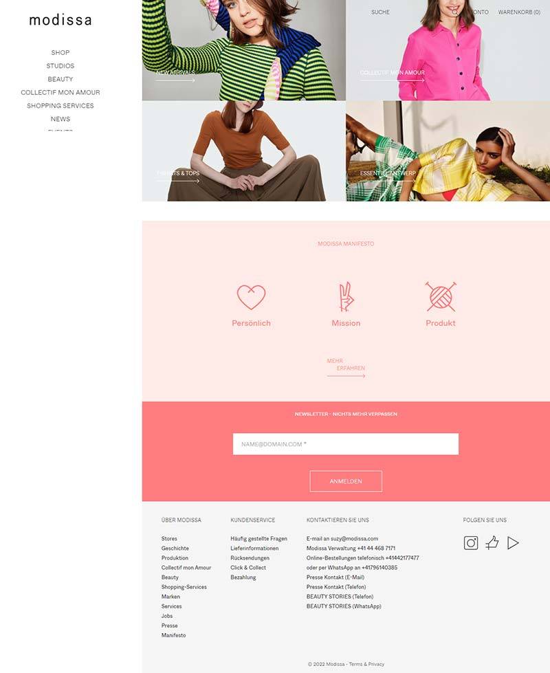 Modissa 瑞士高端女性时装品牌购物网站