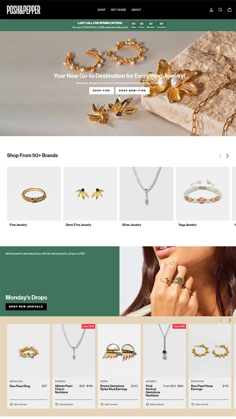 POSH&PEPPER 美国设计师原创珠宝购物网站