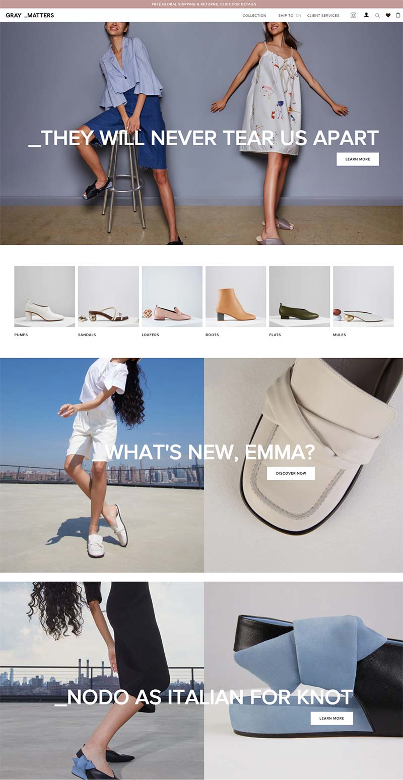 Gray Matters 美国设计师女鞋品牌购物网站