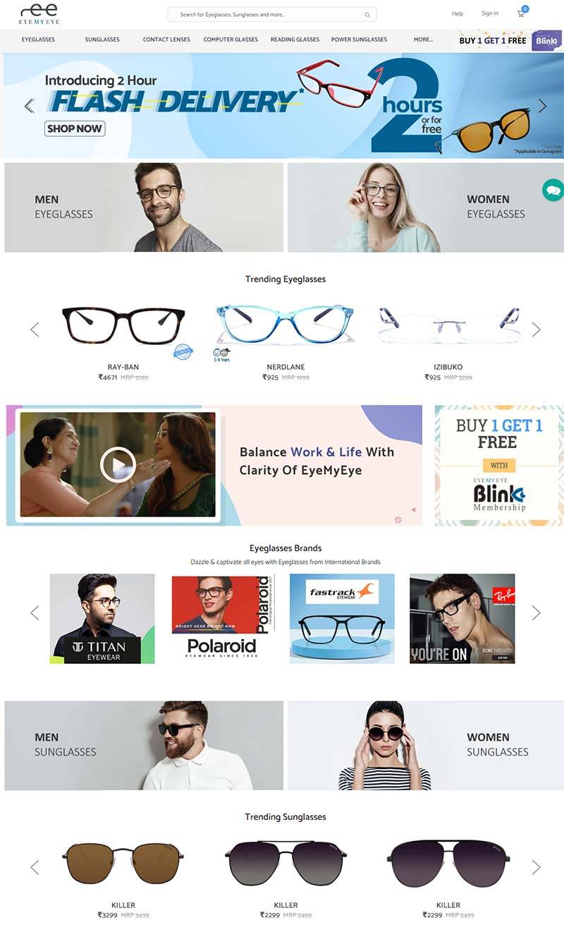 EyeMyEye 印度时尚眼镜品牌购物网站
