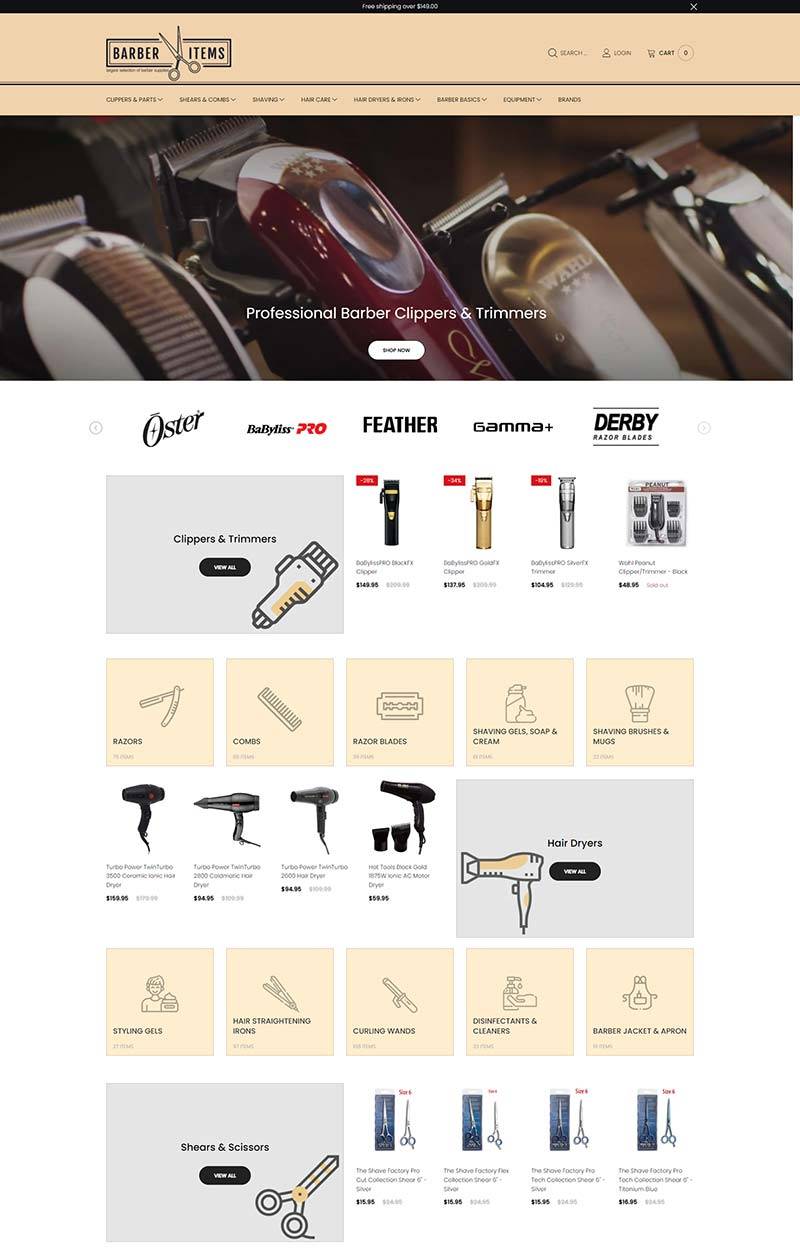 BarberItems 美国理发用品设备购物网站