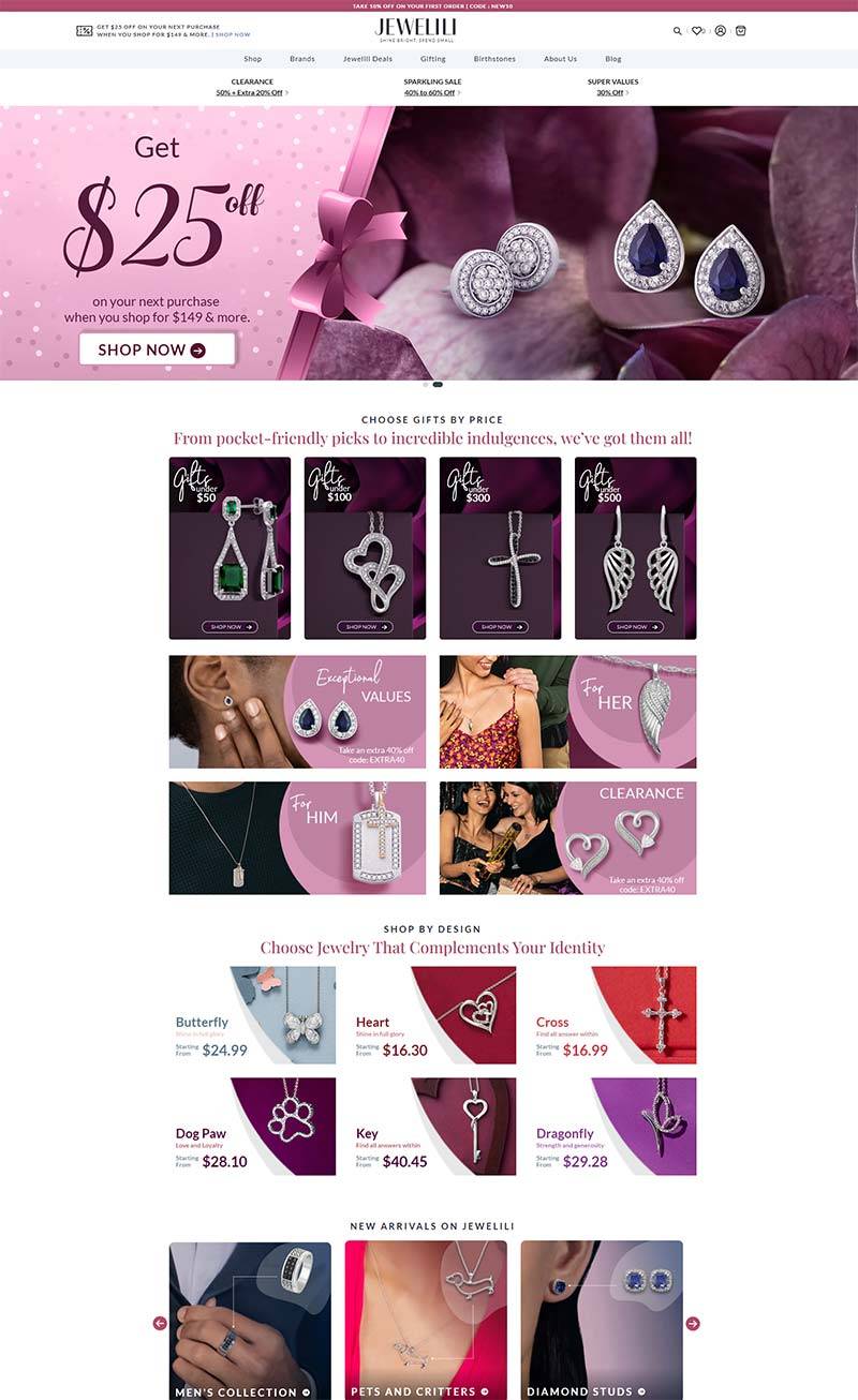 Jewelili 美国镶钻珠宝饰品购物网站
