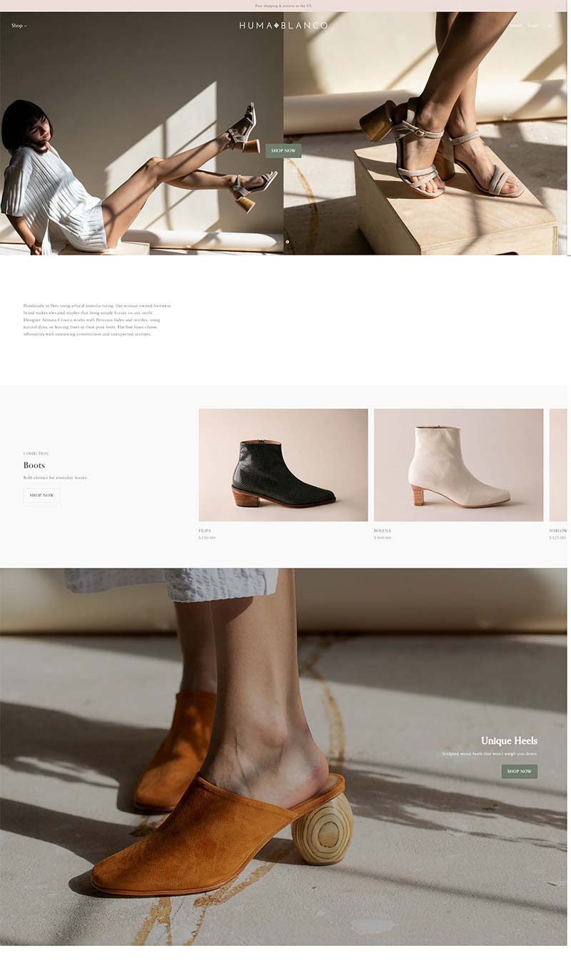 Huma Blanco 美国设计师手工女鞋品牌购物网站