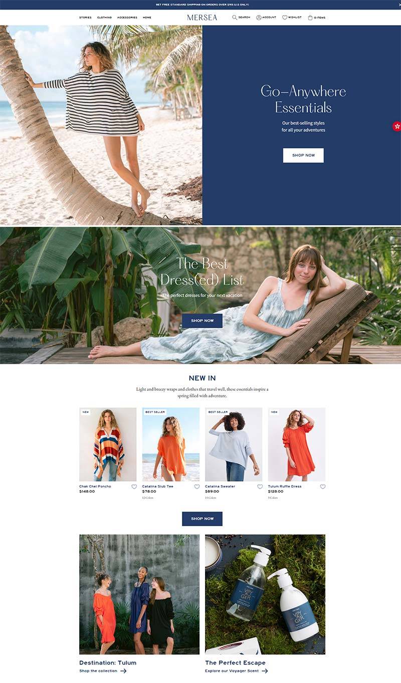 MerSea 美国时尚旅行女装品牌购物网站
