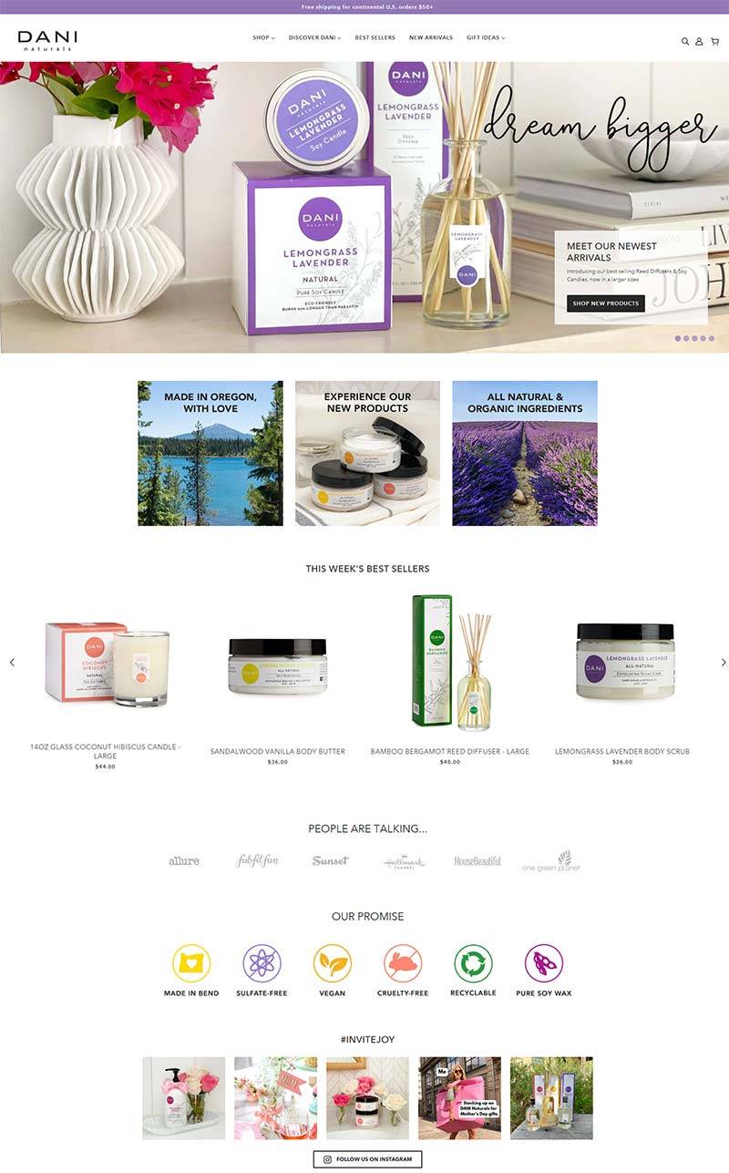 DANI Naturals 美国精油护肤产品购物网站