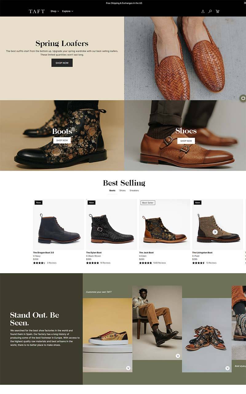 Taft 美国时尚皮革鞋履购物网站