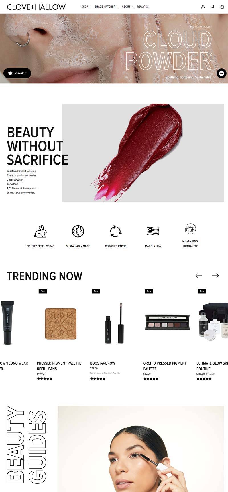 ​​​CLOVE + HALLOW 美国纯素美容化妆品购物网站