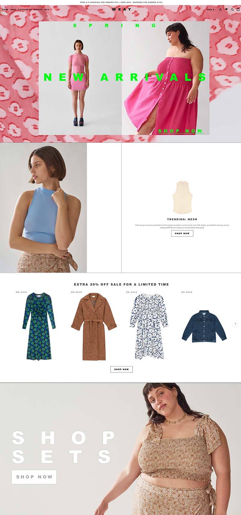 WRAY 美国创意时尚女装品牌购物网站