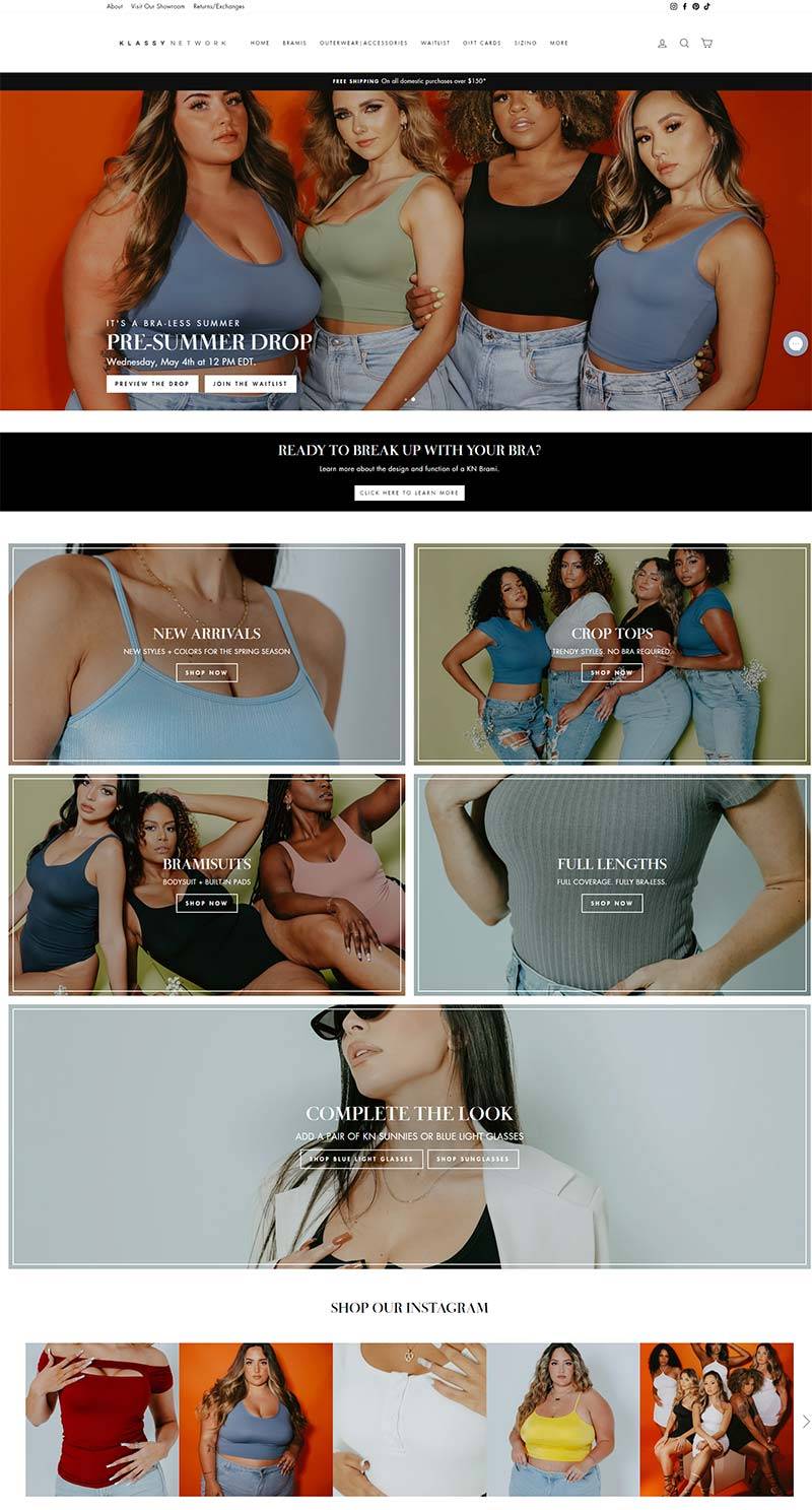 Klassy Network 美国时尚胸罩上衣服饰购物网站