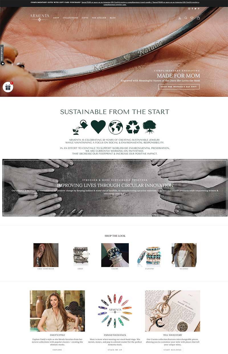 Armenta 美国时尚环保珠宝饰品购物网站