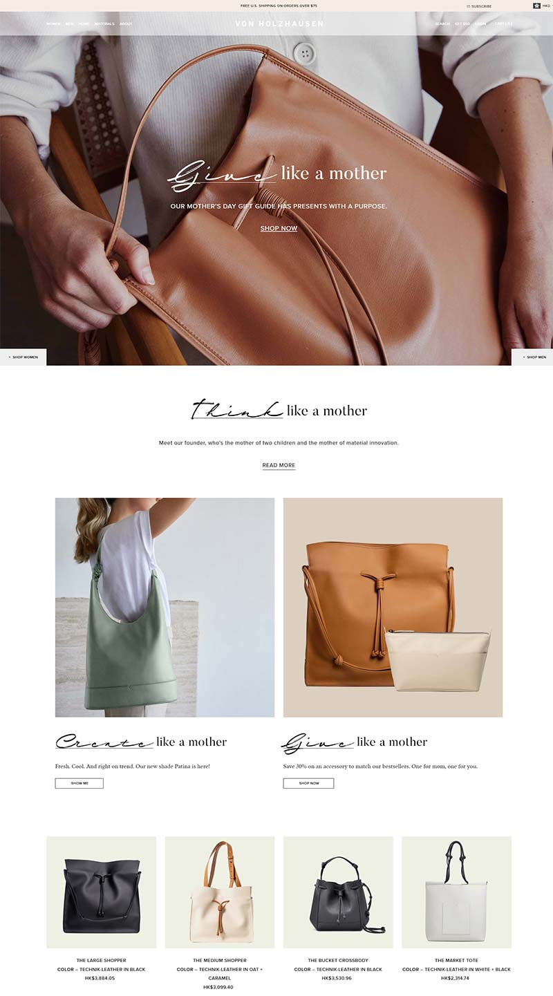 Von Holzhausen 美国纯素皮革包包品牌购物网站