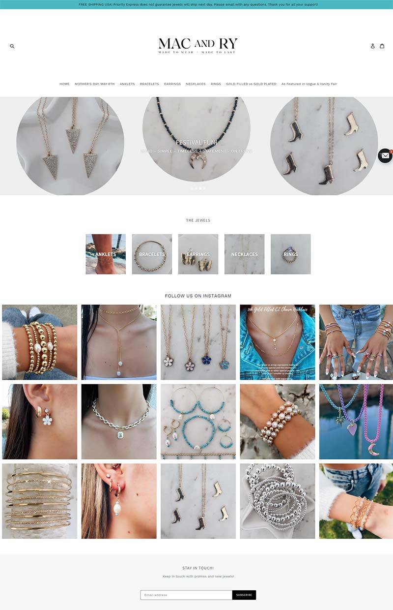 Mac & Ry Jewelry 美国手工设计珠宝购物网站